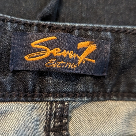 Seven7 Skinny Whiskered Dark Blue Washed Denim Cropped Capri Jeans Women's 16 - Picture 5 of 8